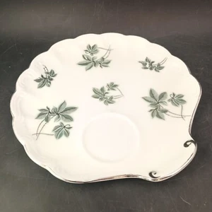 Replacement Snack Plates Japan VTG MCM Atomic Leaf, Silver Trim On Porcelain - Picture 1 of 5
