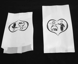 50 Bolsa de papel blanco para pasteles boda novia novio baile vals impresión a prueba de grasa - Imagen 1 de 5