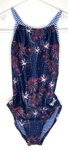 Dolfin Uglies Swimwear Girls 10 One Piece Swimsuit Swim Fireworks 4th of July - Picture 1 of 4