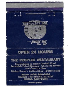 The Peoples Restaurant- Berea, Kentucky Vintage Matchbook Cover - Picture 1 of 2