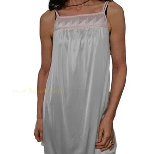 Vintage 1970s Sz S/M Fit Barad & Co by Tom Bezduda Nylon Cream Pink Nightie Gown - Picture 1 of 11