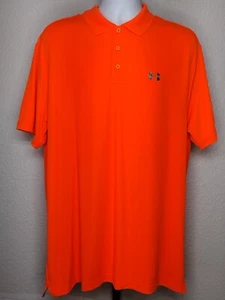 Under Armour Short Sleeve Polo Golf Shirt - Orange - XL HEAT GEAR© Casual Loose - Picture 1 of 9