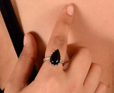 Anillo de ónix negro hecho a mano de latón para mujer anillo unisex hecho a mano para hombre anillos de plata Foto 1 de 2