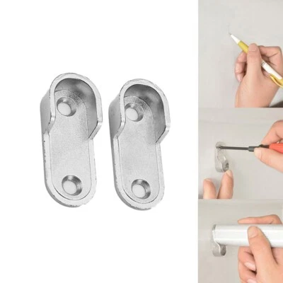 Einfach zu installieren Schrank Stange Pole End Halterung Halter Silber Zinklegi - Bild 1 von 4