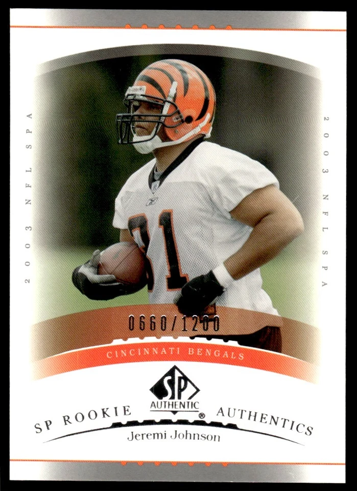 2003 SP Authentic Jeremi Johnson Rookie 0660/1200 Cincinnati Bengals #163 R102 - Image 1 of 2