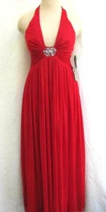 DE LARU..MAXI..FULL LENGTH..LOW CUT..HALTER..RED..DRESS..NEW $150..sz 3 - Picture 1 of 6
