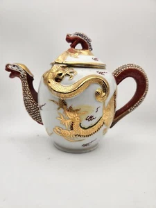 Tetera geisha Kutani Dragon Ware porcelana con cáscara de huevo de colección. - Imagen 1 de 22