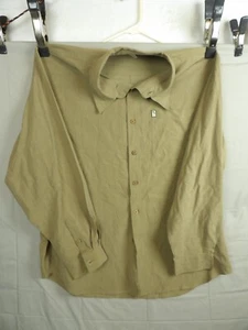 Original Island Sport Shirt Mens 100% Silk Tan Short Sleeve - Picture 1 of 7