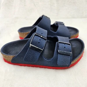 Birkenstock Arizona Sandals Kids Sz US 10-10.5 EU 28 Slide Slip On Leather Navy - Picture 1 of 8