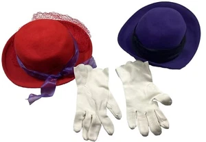 Bundle Red Hat Society / Church Tea Party Lot Wool Hats Purple Made Italy - Picture 1 of 11