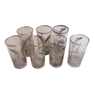 MCM Rockwell Sterling Silver Overlay Set of 7 Glasses 4.75"H X 2.5"D - Picture 1 of 6