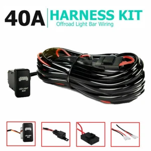 Universal Car Boat LED Light Bar Rocker Switch Relay Wiring Harness Kits 12V 40A - Picture 1 of 12
