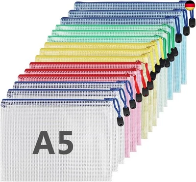 MARKE EULERYOO 15 Stück Dokumententasche mit Reißverschluss A5, Wasserdichte Bunte Document C