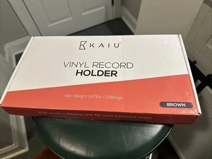 KAIU Vinyl Record Storage Holder - Walnut Solid Wood with Clear Acrylic NEW - Picture 1 of 6