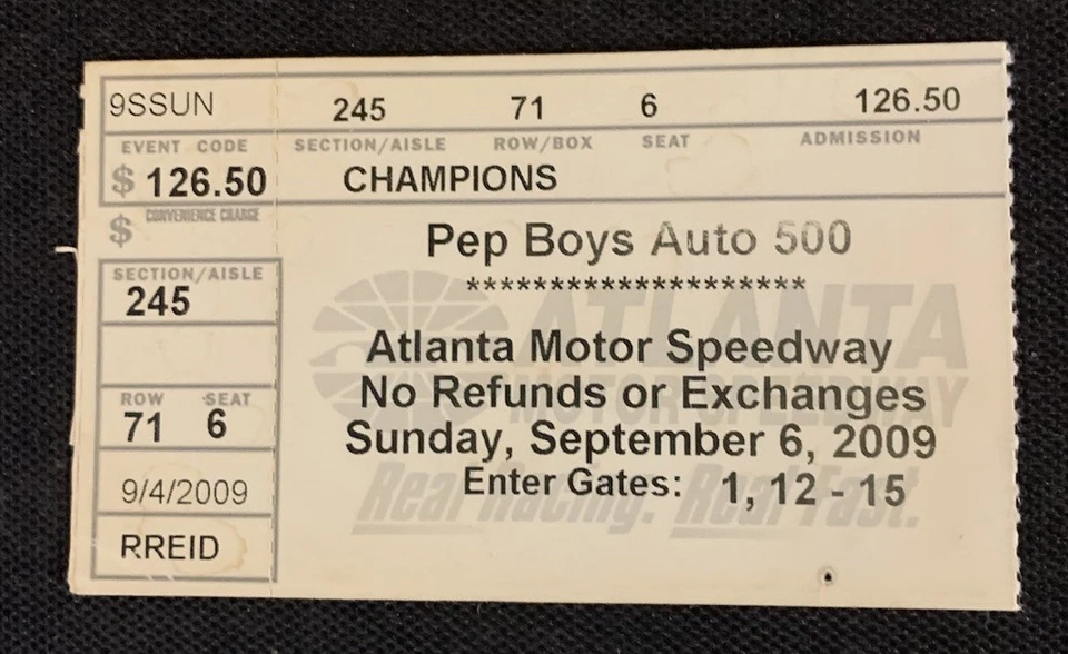 2009 Pep Boys 500 Kasey Kahne 11th Win Ticket Stub  - Image 1 of 1