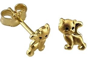 Ohrringe Katze Gold 333 Ohrstecker Kinderohrringe 8 Karat Gelbgold Kätzchen - Bild 1 von 3