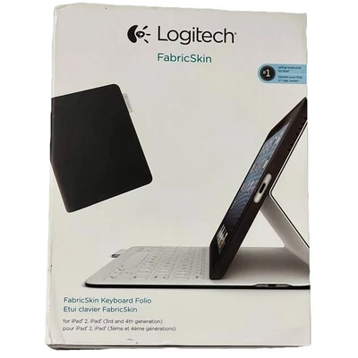 NIB Logitech Fabric Skin Keyboard Folio iPad 2 3rd & 4th Generation Black Gray - Image 1 of 4