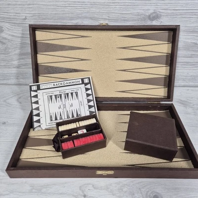 Vintage Backgammon Set in Faux Leather Carry Case 100% Complete - Image 1 of 4