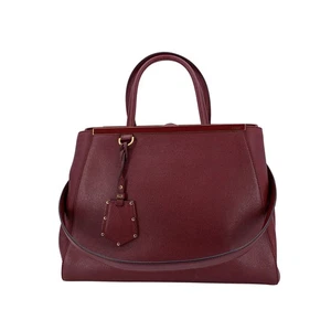 Authentic Fendi Dark Red Leather 2 Jours Tote Handbag with Shoulder Strap - Picture 1 of 7