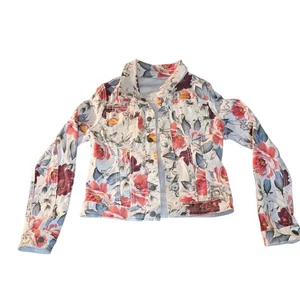 Unbranded Reversible Denim Jacket Pink Floral Girls Sz 40 See Pic Measurement - Picture 1 of 10