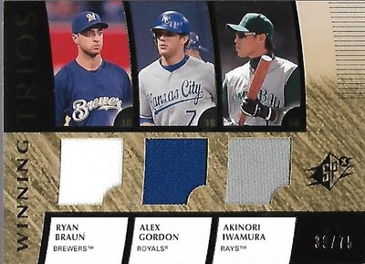 Camiseta deportiva 2008 SPx Winning Trios #GIB Alex Gordon/Akinori Iwamura/Ryan Braun/75 BB Foto 1 de 2
