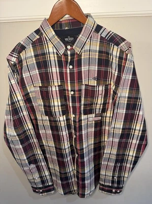 10Deep Men’s X-Large White Black Red Plaid Button Up Long Sleeve Shirt - Image 1 of 4