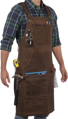 Delantal trabajo de lona encerada de 16 oz con soporte para cinta 27x34 pulgadas - Image 1 of 4