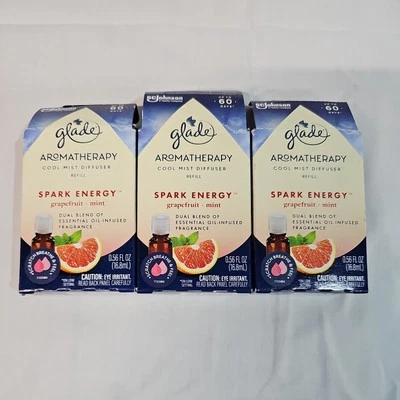 Lote 3 Repuestos Difusor Aceite Niebla Fresca Glade Aromaterapia, Energía Spark Pomelo Foto 1 de 4
