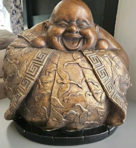 Smiling Laughing Buddha Statue Figure Indoor Decor Garden Laughing 12" Good Luck - Picture 1 of 14