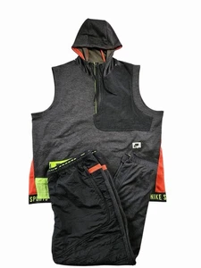 Conjunto de ropa deportiva Nike XXL para hombre con capucha sin mangas y joggers gris/negro neón - Imagen 1 de 8