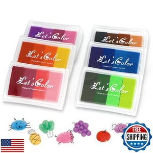 Craft Rainbow Ink Pads - 24 Color Set of 6 Finger Print Ink Pads for Washable - Picture 1 of 5