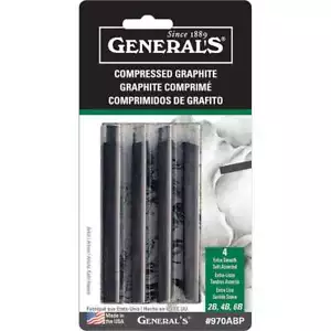 Compressed Graphite Sticks 4/Pkg Black - 2B, 4B & 6B - Picture 1 of 2