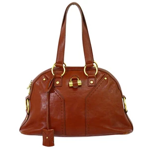 Bolso de Mano YVES SAINT LAURENT YSL Muse Cuero Marrón Dorado - Imagen 1 de 15
