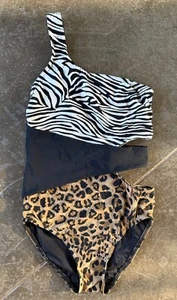 Women’s KARLA COLLETTO Leopard Zebra One Piece Cutout Swimsuit Size S - Picture 1 of 12