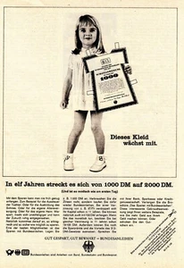 3w22795/ Alte Reklame aus 1968 – BUNDESANLEIHEN – Dieses Kleid wächst mit. - Picture 1 of 1