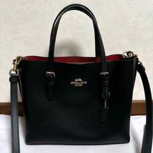 Coach 2‑Way Molly C4084 Black/Red Leather Tote Shoulder Bag Women - Picture 1 of 10