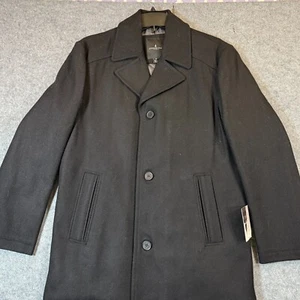 London Fog Coat Mens Medium Black Wool Lined Classic Single Breasted Notch Lapel - Picture 1 of 8