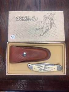 VINTAGE SCHRADE SC507 SCRIMSHAW BEAR FOLDING LOCKBACK POCKET KNIFE USA INBOX - Picture 1 of 1