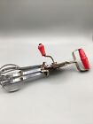 Vintage Blue Whirl Stainless Egg Beater Mixer Hand Plastic Red Handle