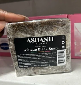 Ashanti Naturals African Black Soap Bar - 8 oz. 100% Natural. Pack Of 2 - Picture 1 of 2