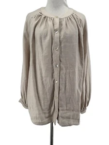 Pomander Place Tuckernuck Women's Tan Long Sleeve Button-Up Shirt Blouse Size XL - Picture 1 of 5