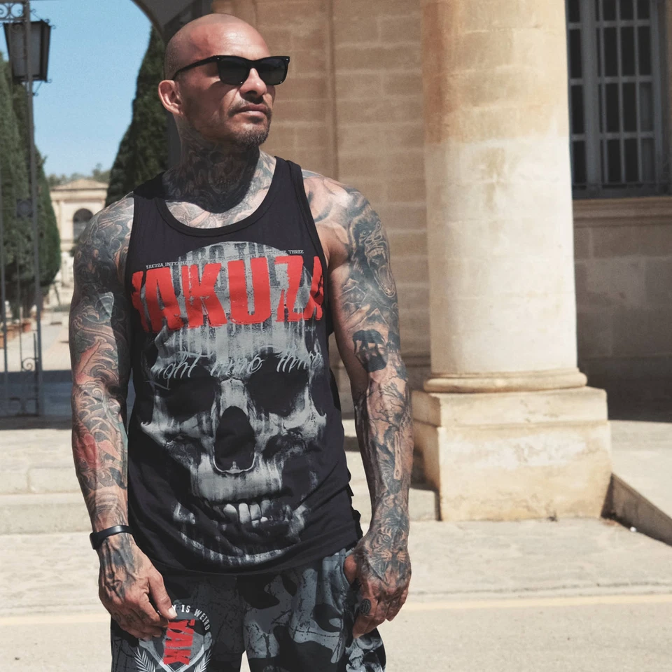 Neues Yakuza Herren Weird Slim Racer Tanktop Shirt - Schwarz - Bild 1 von 1