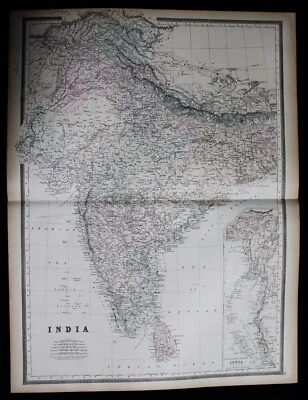 BRADLEY'S ATLAS MAP PAGE PLATE OF BRITISH INDIA (BURMA) 1887 VINTAGE - Image 1 of 3