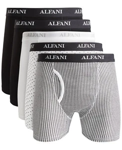 Alfani Men's ALFATECH 5Pk Moisture-Wicking Tagless Boxer Brief Blk/Wht/Gry Small - Picture 1 of 3