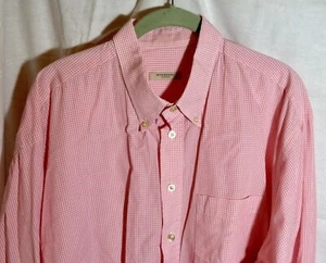 Burberry London Shirt Mens Button Down XL Pink White Check Fine Cotton 17/35 - Picture 1 of 7