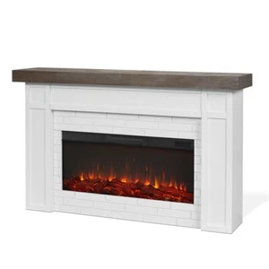 Real Flame Cravenhall Solid Wood and Glass Landscape Electric Fireplace in White - Picture 1 of 9