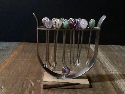 VTG Set 11 crystal Silver Hors D'Oeuvres Cocktail Picks Forks Appetizer Skewers Foto 1 de 4