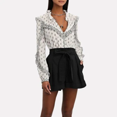 $350 3,1 PHILLIP LIM галстук талии с манжетами шорты черный 10 - Изображение 1 из 4