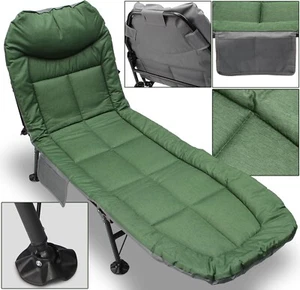Carp Fishing Bedchair 6 Legs Padded Recliner Chair + Ideal for Beginners Camping - Picture 1 of 9