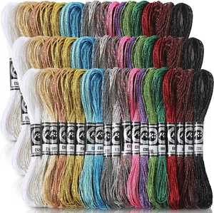 57 Skeins Metallic Embroidery Floss 499 Yards 19 Colors Embroidery Skein Threads - Picture 1 of 6